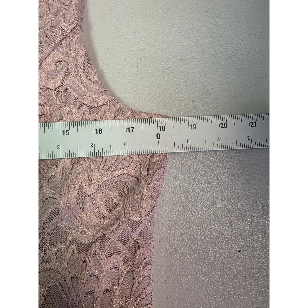 Alex Evenings Petite 14P Lace Bodice Sleeveless Maxi Gown Mauve Pink - Picture 4 of 5